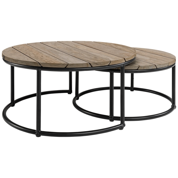 Anson soffbord rund 2-set Charcoal teak